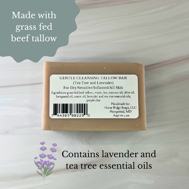 Gentle Cleansing Tallow Bar - Tea Tree & Lavender